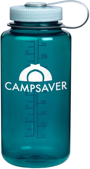 CampSaver Nalgene Wide Mouth Bottle 32oz Trout Green Bottle Iridescent Platinum Cap White L