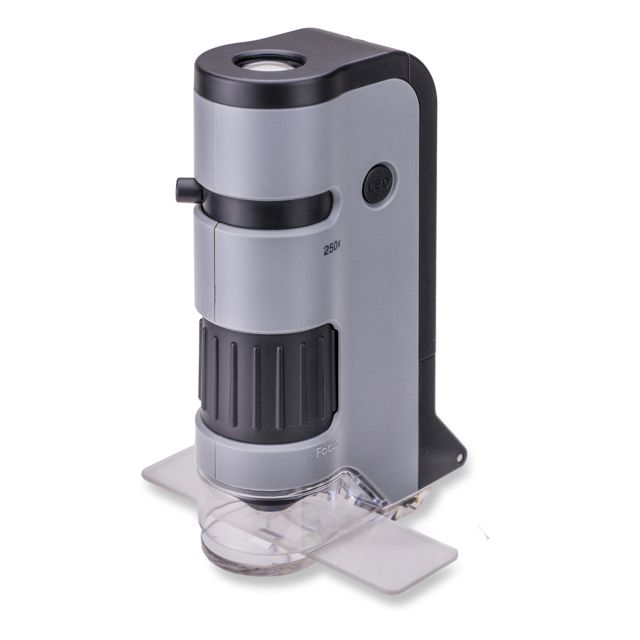 Carson 100x-250x MicroFlip Portable Microscope w/ Phone Clip Grey/Black