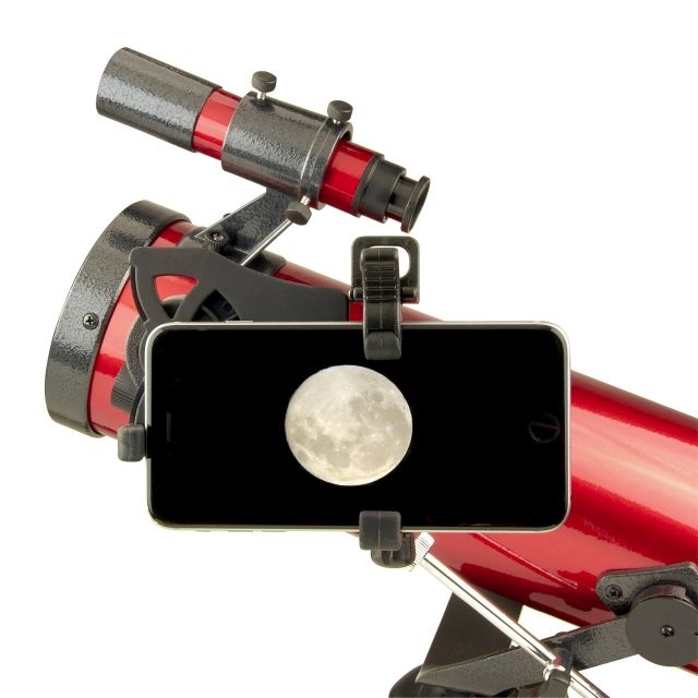 Carson RedPlanet 35 - 88 x 76mm Newtonian Reflector Telescope w/Smartphone Adapter Red