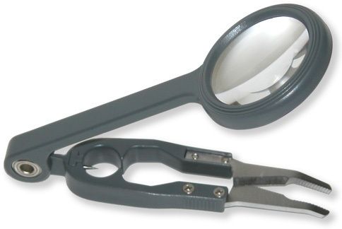 Carson Fishn Grip 4x Magnifier w/Attached Precision Tweezers Hook Cleaner and Line Cutter