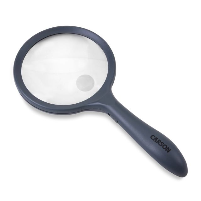 Carson LED Lighted HandHeld 2x Magnifier w/4x Spot Lens Gray
