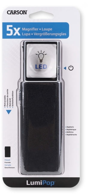 Carson LumiPop 5X LED Light Pop-Out Magnifier Loupe Black