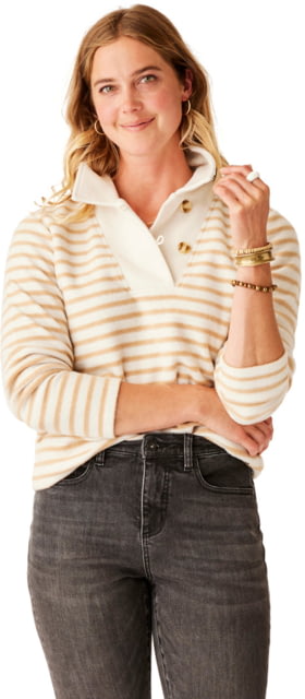 Carve Designs Clara Fleece Pullover - Women's Birch Even Stripe Small