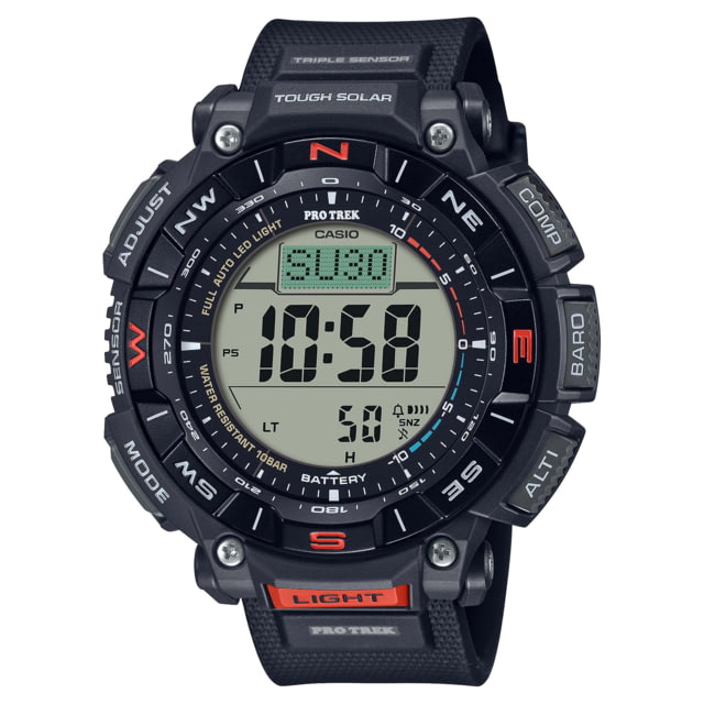 Casio Outdoor Casio Pro Trek Solar Watch Triple Sensor Watching Featuring an Altimeter Barometer Digital Compass Thermometer and 100M WR - Mens Black