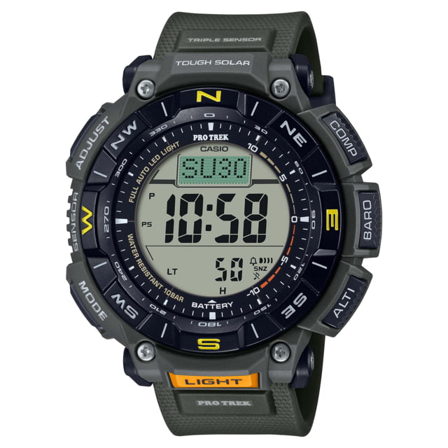 Casio Outdoor Casio Pro Trek Solar Watch Triple Sensor Watching Featuring an Altimeter Barometer Digital Compass Thermometer and 100M WR - Mens Green