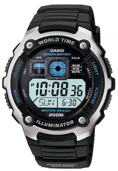 Casio Outdoor Digital Cock-Pit Style Watch With World Time Black