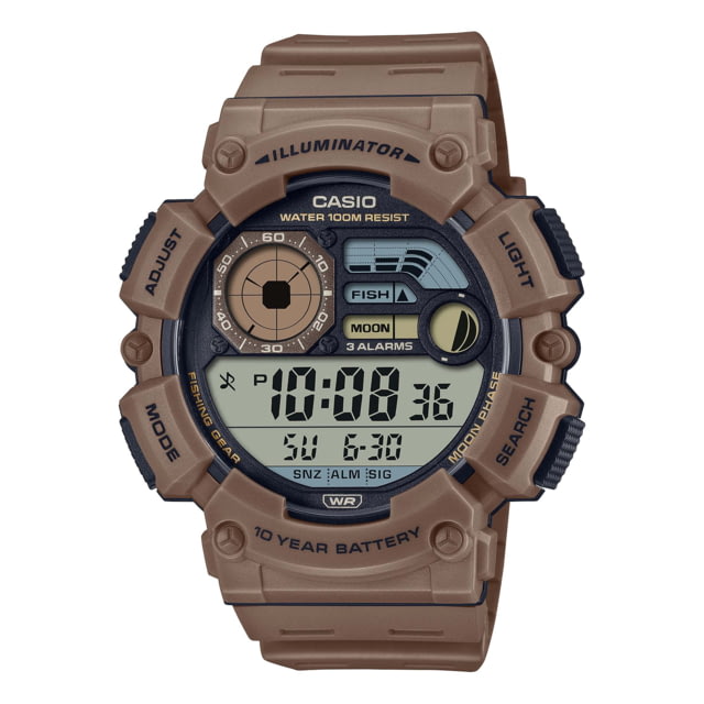 Casio Outdoor Fishing Timer Digital Watch w/Dual Time Moon Graph Stopwatch 3 Alarms 10-Year Battery Life - Mens Tan One Size