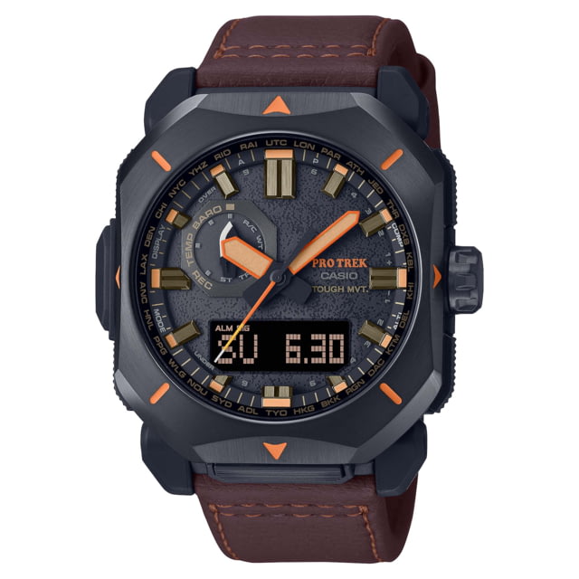 Casio Outdoor Pro Trek Solar Powered Triple Sensor Word Time Watches w/Biomas Plastic Case and Strap - Mens Brown One Size