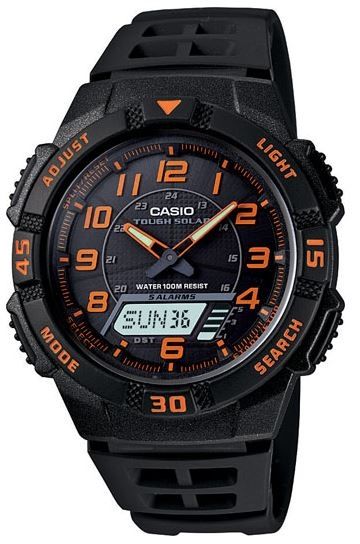 Casio Outdoor Self Charging Solar Power-Analog/Digital-100m Water Resistant Black/Orange AQS800W-1B2V