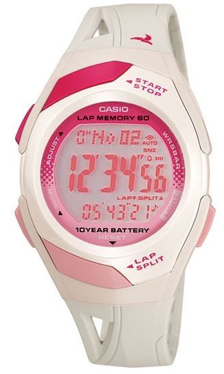 Casio Outdoor White And Pink Ladies Running Watch-10 Year Battery White