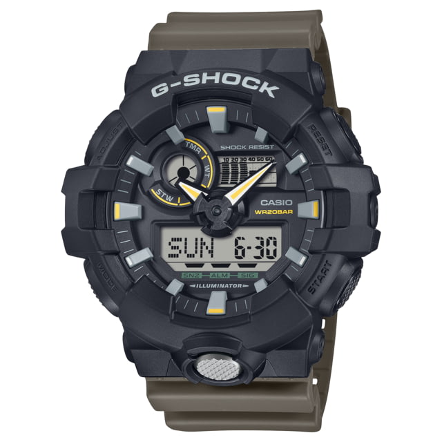 Casio Tactical G-Shock Large 53mm Analog-Digital Watch w/Black Case - Men's Green One Size