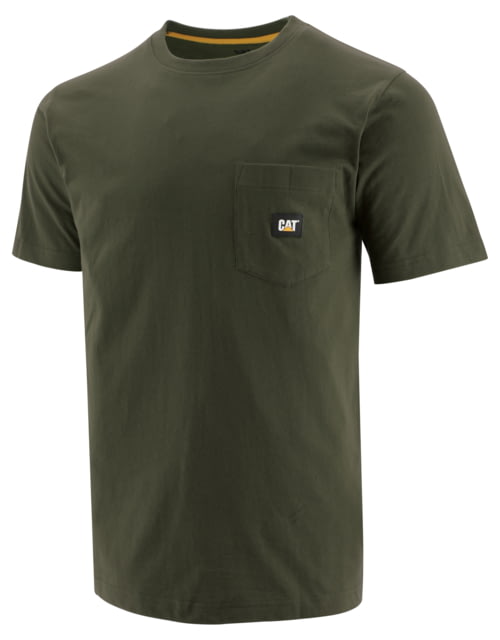 Caterpillar Label Pocket Short Sleeve T-Shirt - Men's Extra Large Army Moss