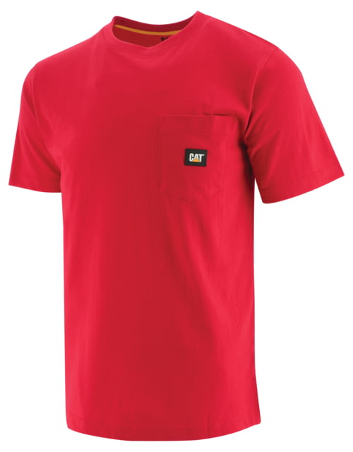 Caterpillar Label Pocket Short Sleeve T-Shirt - Men's Extra Large Hot Red