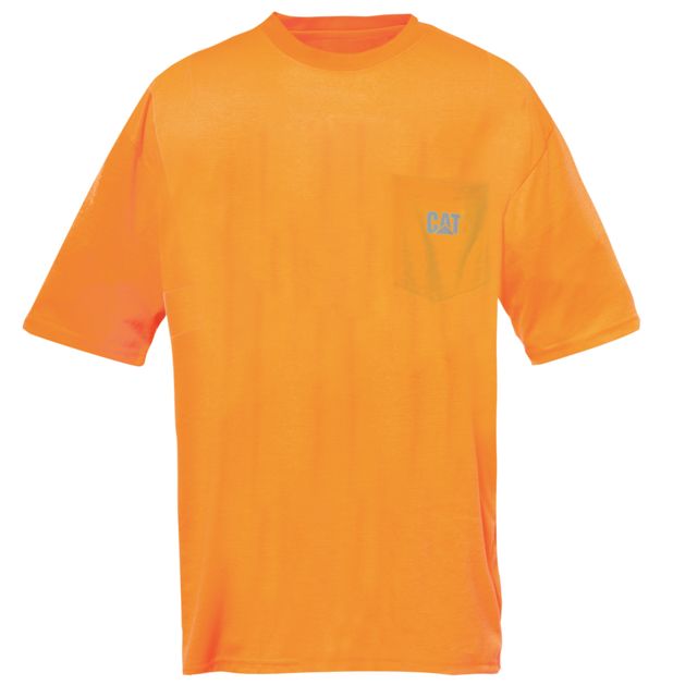 Caterpillar Hi-Vis Trademark Pocket T-Shirt Hi-Vis Orange Extra Large