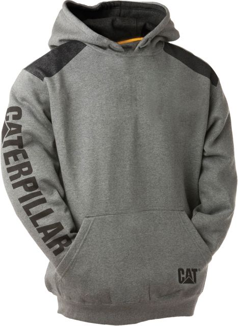 Caterpillar Logo Panel Hooded Sweatshirt Dark Heather Grey 2XL