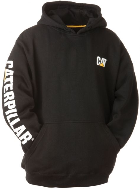 Caterpillar Trademark Banner Hooded Sweatshirt - Men's 2XL Tall Black