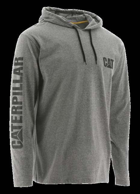Caterpillar UPF Hooded Banner Long Sleeve Tee - Mens Dark Heather Grey Medium