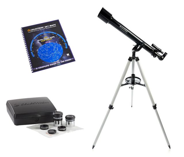 Celestron 60mm PowerSeeker Astronomical Telescope w/ PowerSeeker Accessory Kit and Sky Maps Chart Reference Guide