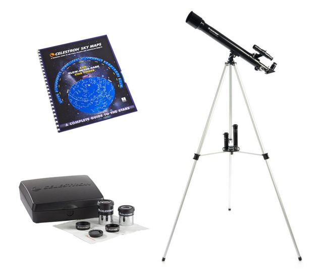 Celestron PowerSeeker 50 Astronomical Telescope  w/ PowerSeeker Accessory Kit 94306 and Sky Maps Chart Reference Guide 93722
