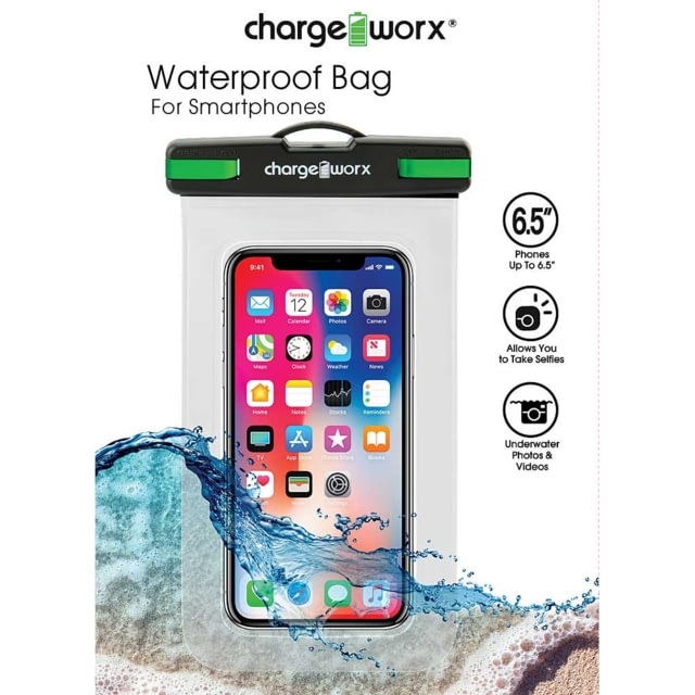 Chargeworx Waterproof Sleeve for Phones Clear