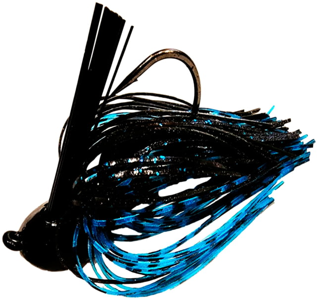 Chompers Skirted Brush Jig 1/8 oz - 2 Pack Black/Blue Flash