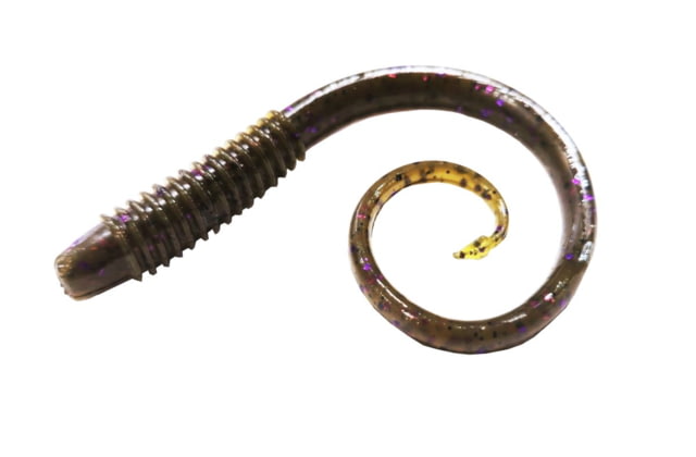Chompers Possum Tail Worms Jig - 5 Pack Green Pumpkin/Purple Flake 5in