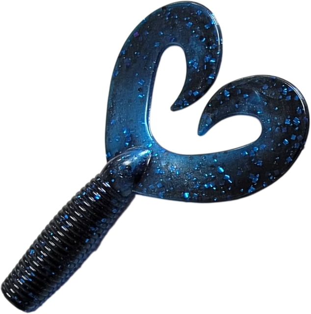 Chompers Super Jig Double Tail Grub 1 4in Black/Blue Laminate