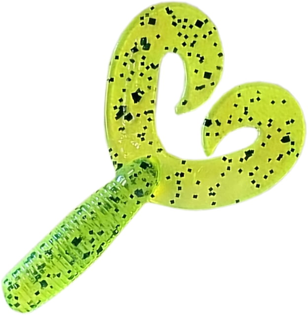 Chompers Super Jig Double Tail Grub 1 5in Chartreuse Pepper