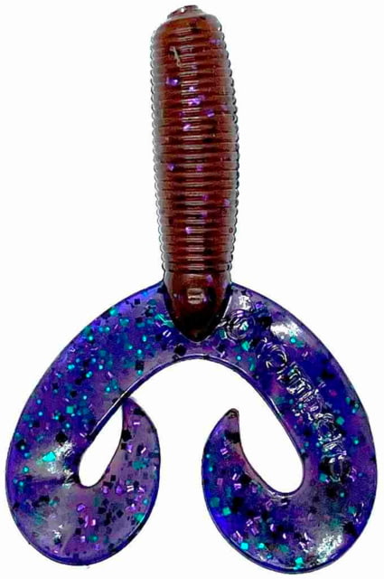 Chompers Super Jig Double Tail Grub 1 5in Cinnamon Purple Jelly