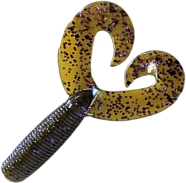 Chompers Super Jig Double Tail Grub 1 5in Green Pumpkin/Purple Flake