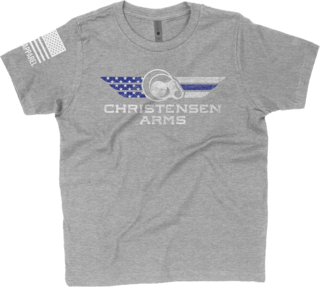 Christensen Arms Blue Line T-Shirt - Men's Small Heather Gray