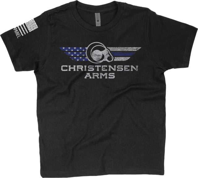 Christensen Arms Thin Blue Line Through Logo CVC Prem Fitted Crew Large Black