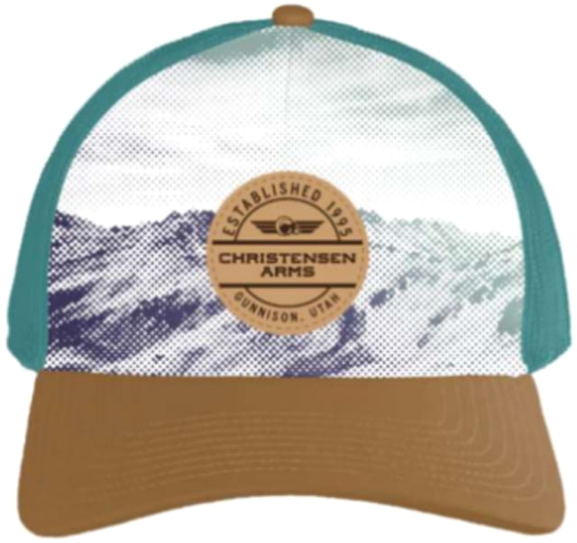 Christensen Arms Mountainscape Leather Trucker - Mens Dark Khaki/Teal OSFM