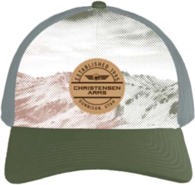 Christensen Arms Mountainscape Leather Trucker - Mens Olive/Blue Gray OSFM