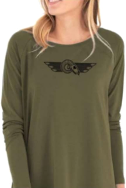 Christensen Arms Ram Skull LS Tee - Womens Army Green 2X