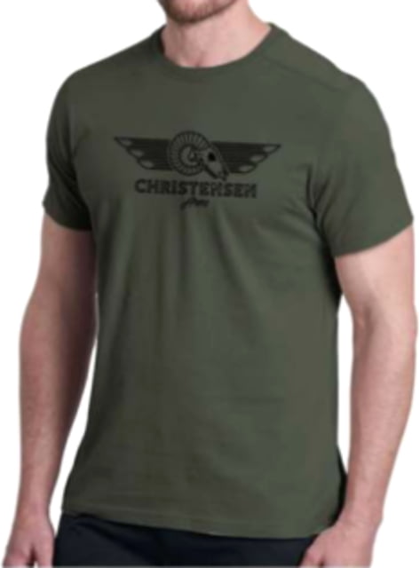 Christensen Arms Ram Skull Wordmark SS Tee - Mens Dark Olive M