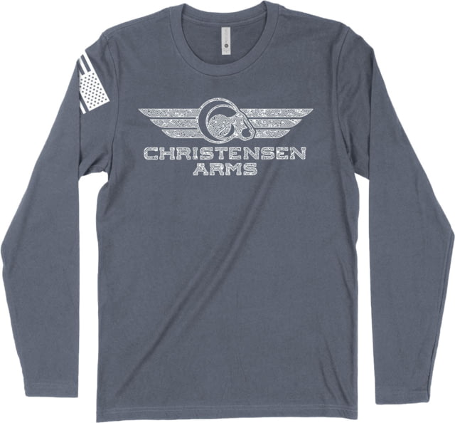 Christensen Arms White Topo Map Design Long Sleeve - Men's Large Solid Indigo