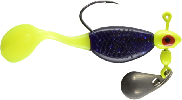 CHUBBS Panfish Paddle Shad 3 Pack 1/16 oz #4 Hook Chart + Purple/Chart