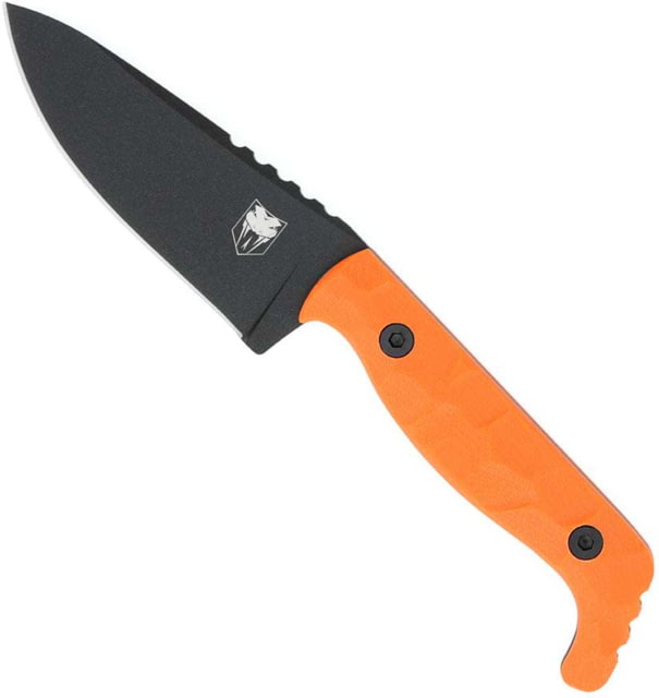 CobraTec Knives Kingpin Knives 4in D2 Steel Black Drop Point Blade Orange G10 Handle
