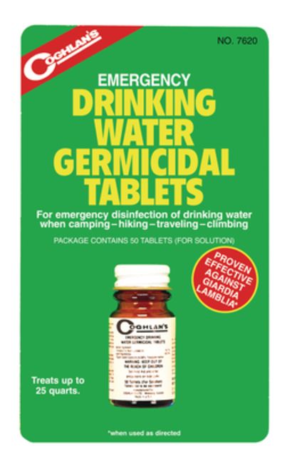 Coghlans Emergency Germicidal Drinking Water Tablets 50 Per Bottle