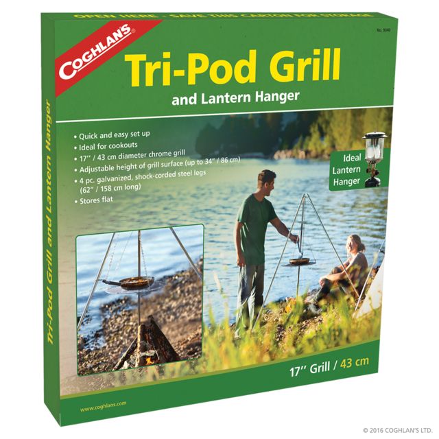 Coghlans Tri-Pod Grill Galvanized Steel Collapsible Silver 17in