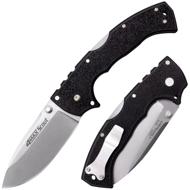 Cold Steel 4 Max Scout Folding Knife 4in AUS10A Drop Point Blade Black Long Griv-Ex Handle
