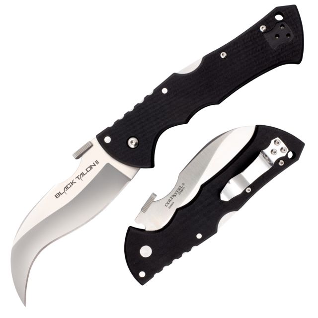 Cold Steel Black Talon Folder Plain Edge Folding Knife 4in American S35VN Blade Black Long G-10 Handle