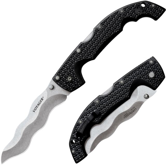 Cold Steel Kris Voyager Folding Knife 5.5in AUS-10A Kriss Blade Black Griv-Ex Handle