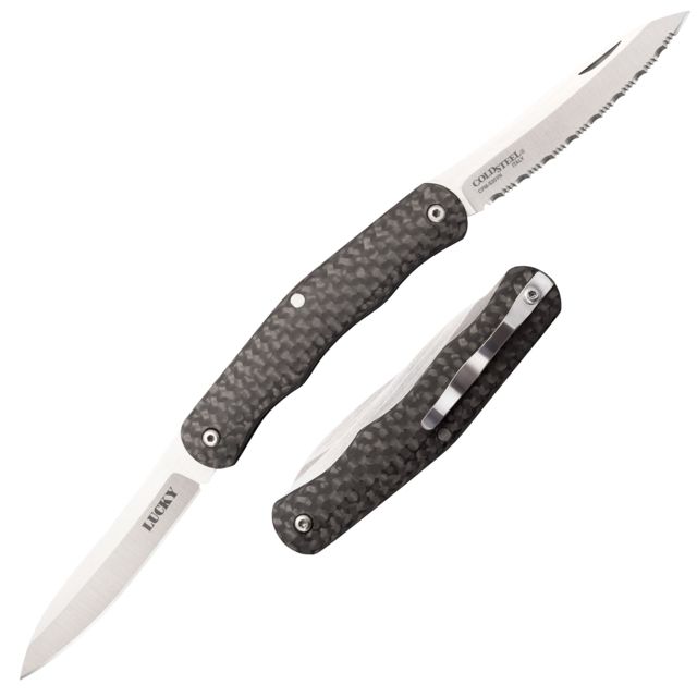 Cold Steel Lucky Folding Knife with Two 2 5/8in Blades Carbon Fiber