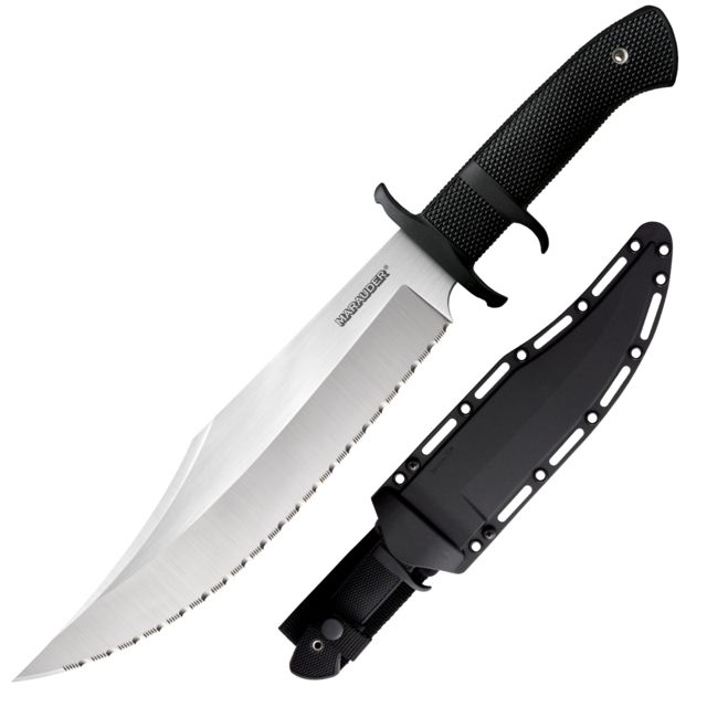 Cold Steel Marauder Serrated Fixed Blade Knife 9in AUS8A Stainless Clip Point Blade Black Kray-Ex Handle