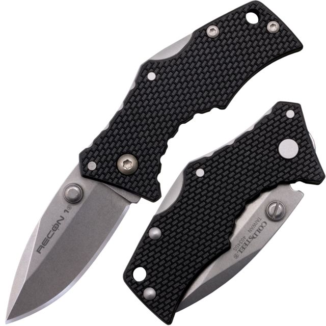 Cold Steel Micro Recon 1 Spear Point Folding Knife 2in AUS-8A Spear Point Blade Black G-10 Handle