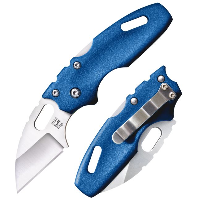 Cold Steel Mini Tuff Lite Plain Edge Folding Knife 2in 4034SS Blade Long Blue Griv-Ex Handle