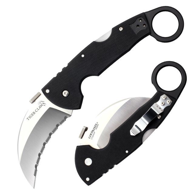 Cold Steel Tiger Claw Knife 3in Serrated Blade Black