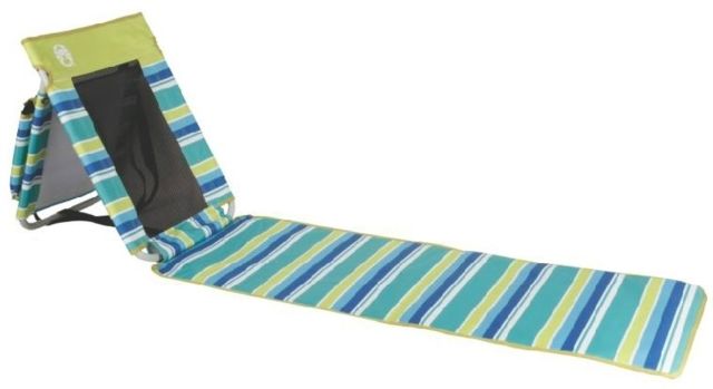 Coleman Low Recline Beach Ground Mat Built-In 8 Can Cooler Weight Capacity 250 LB Citrus Stripe 26 x 21 x 26 in